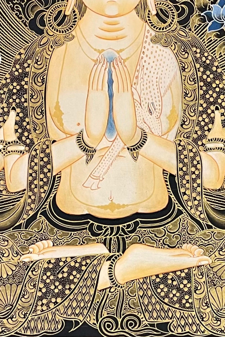 Chenrezig thangka, detail: centre