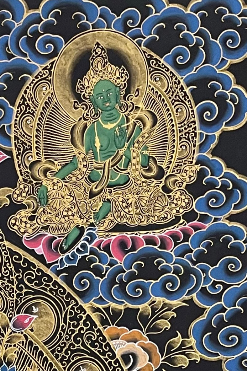 Chenrezig thangka, detail: top-right corner