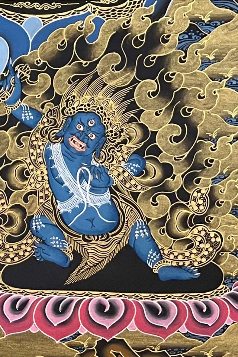 Chenrezig thangka, detail: bottom-right corner
