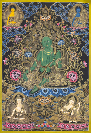 Green Tara Thangka – 59×81 cm, Fine Grade