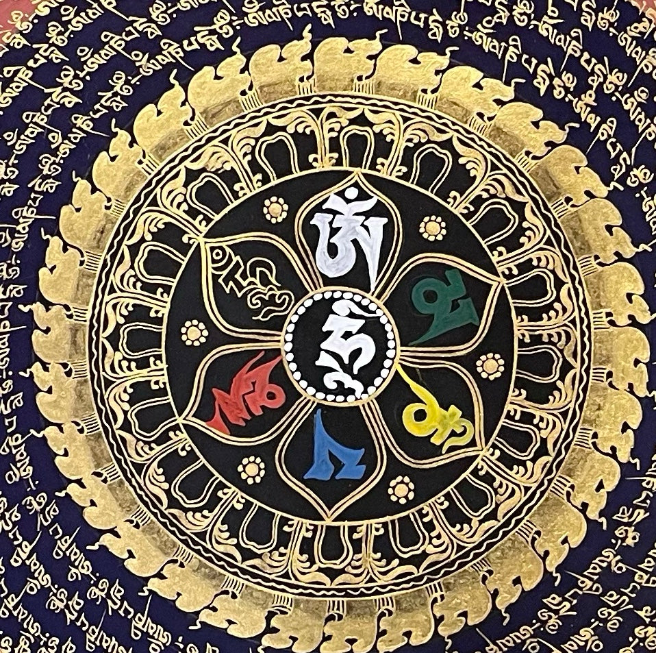 Mantra Mandala thangka, detail: centre