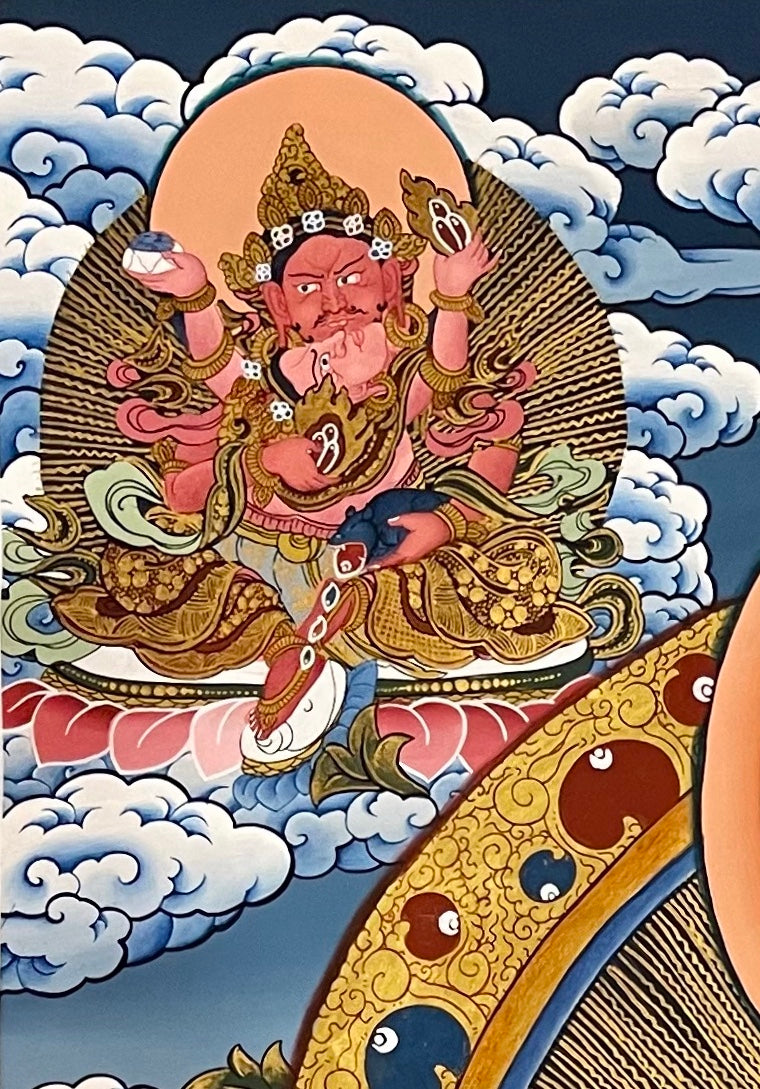 Jambhala thangka, detail: top-left corner