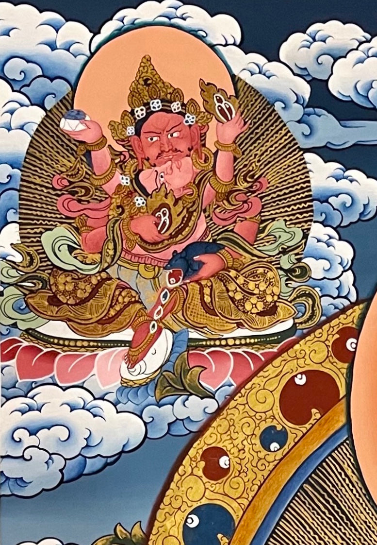 Jambhala thangka, detail: top-left corner