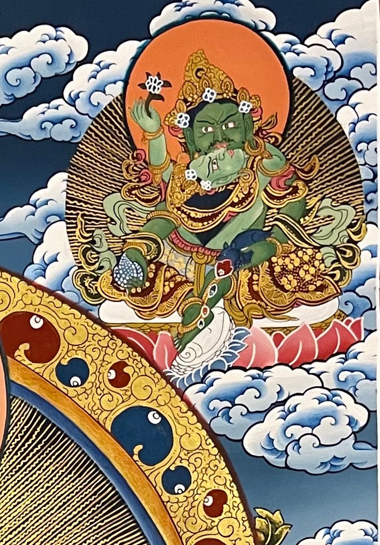 Jambhala thangka, detail: top-right corner