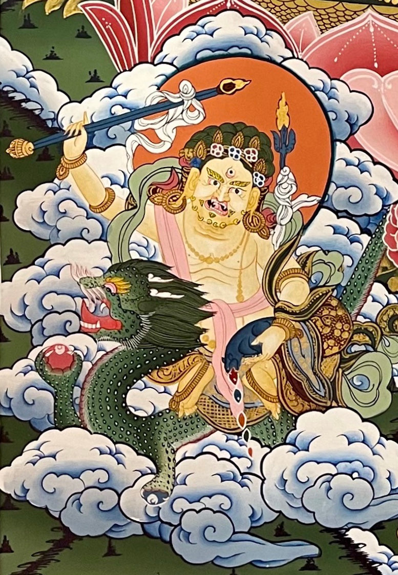 Jambhala thangka, detail: bottom-left corner