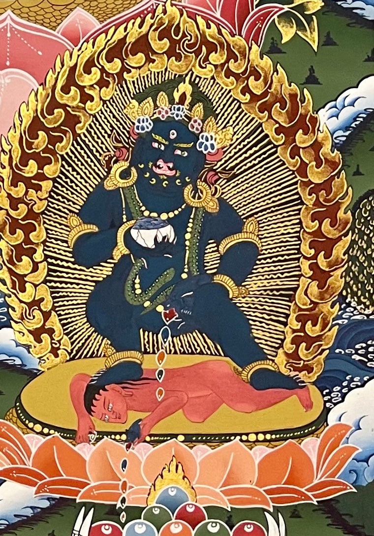 Jambhala thangka, detail: bottom-right corner