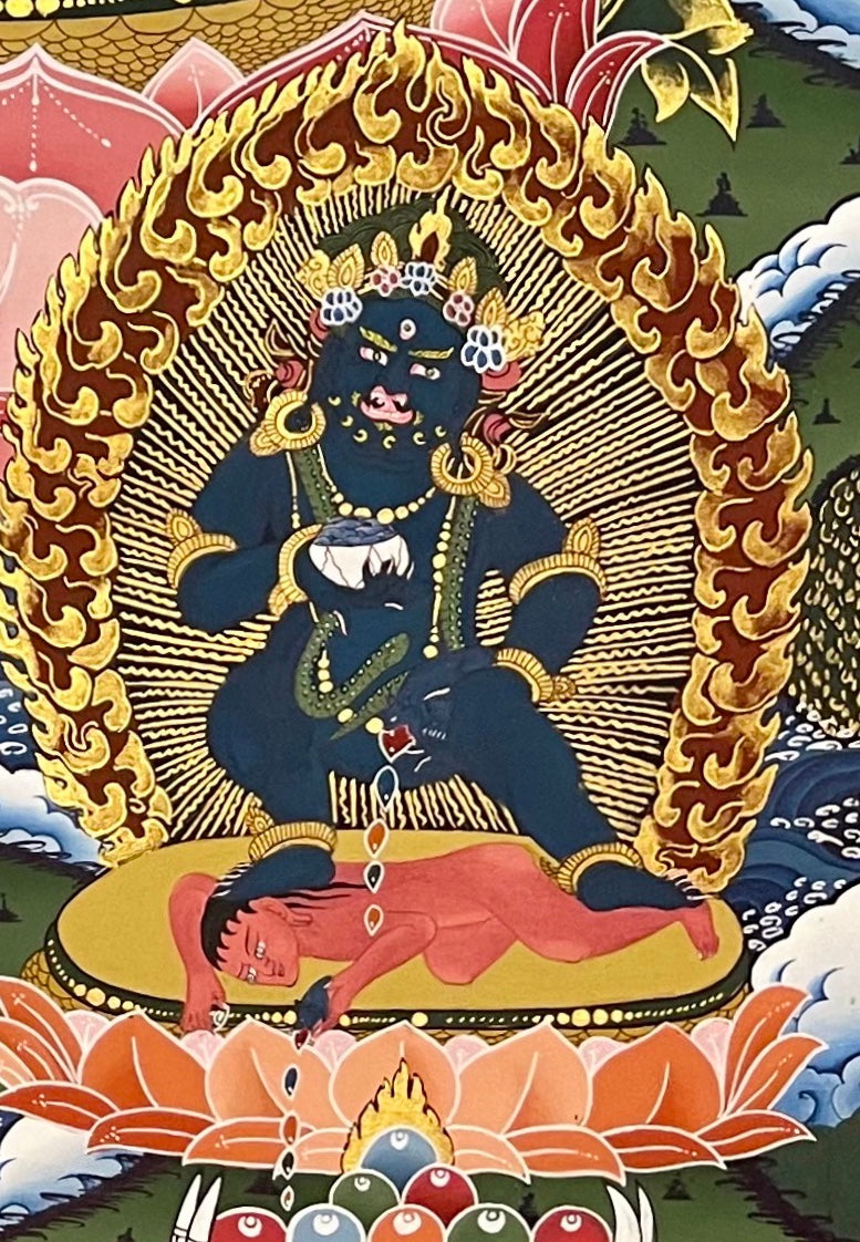 Jambhala thangka, detail: bottom-right corner