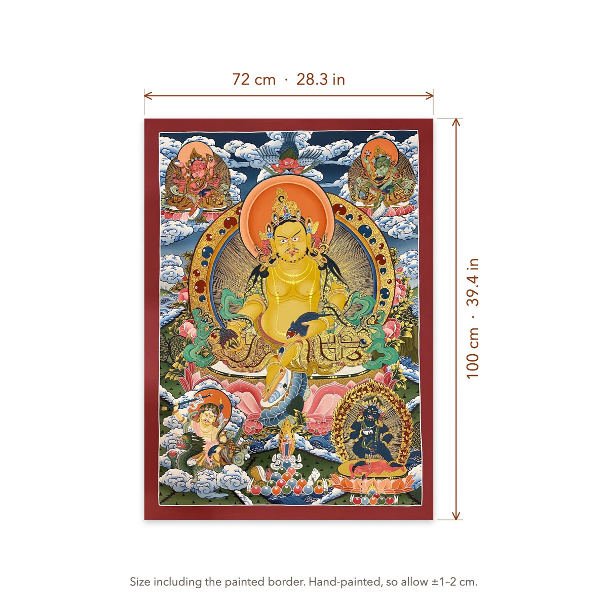 Size diagram: 72 × 100 cm (28.3 × 39.4 in), including the painted border