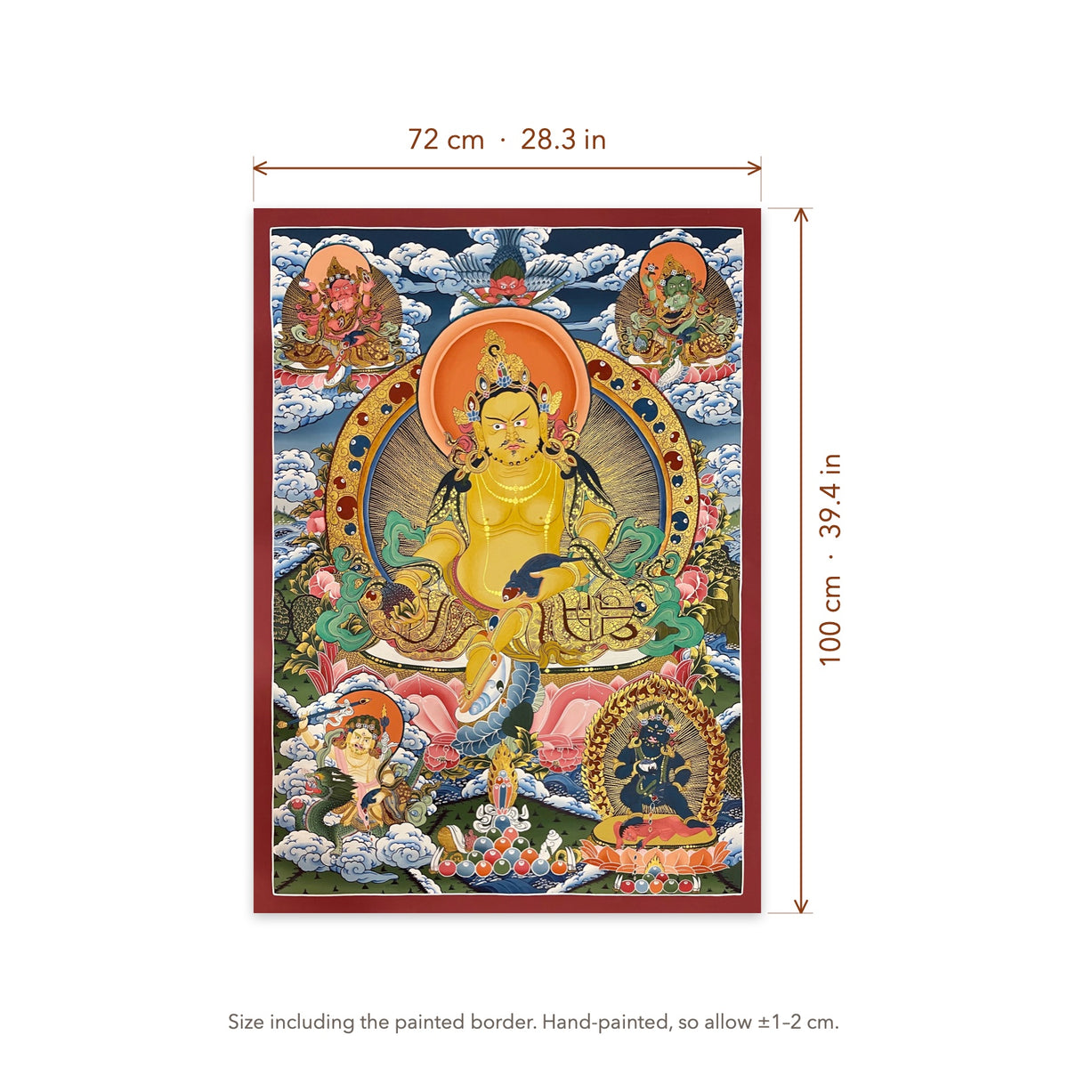 Size diagram: 72 × 100 cm (28.3 × 39.4 in), including the painted border