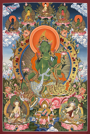 Green Tara Thangka – 71×100 cm, Master Grade