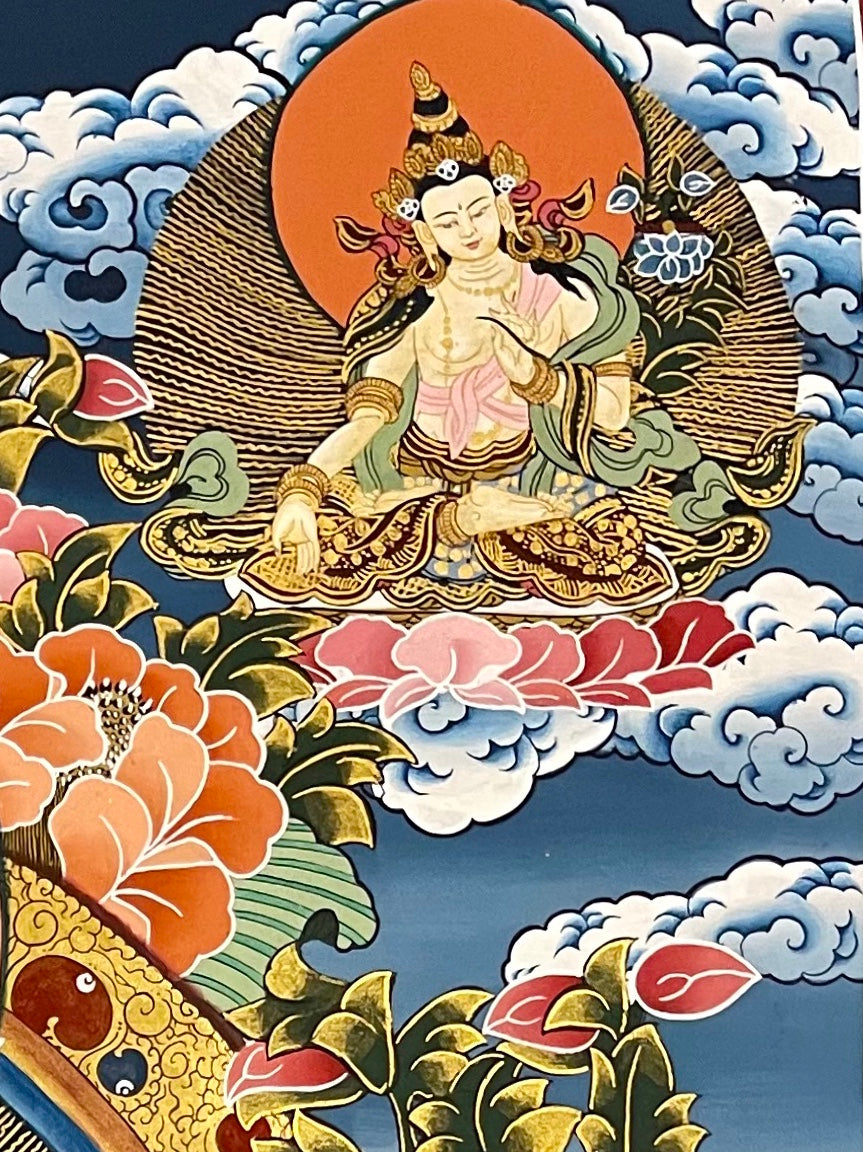 Manjushri thangka, detail: top-right corner