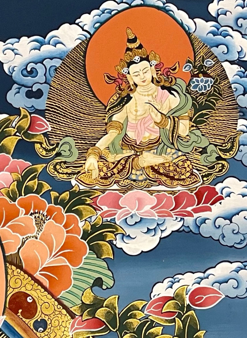 Manjushri thangka, detail: top-right corner
