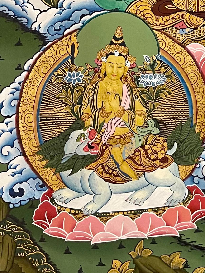 Manjushri thangka, detail: bottom-left corner