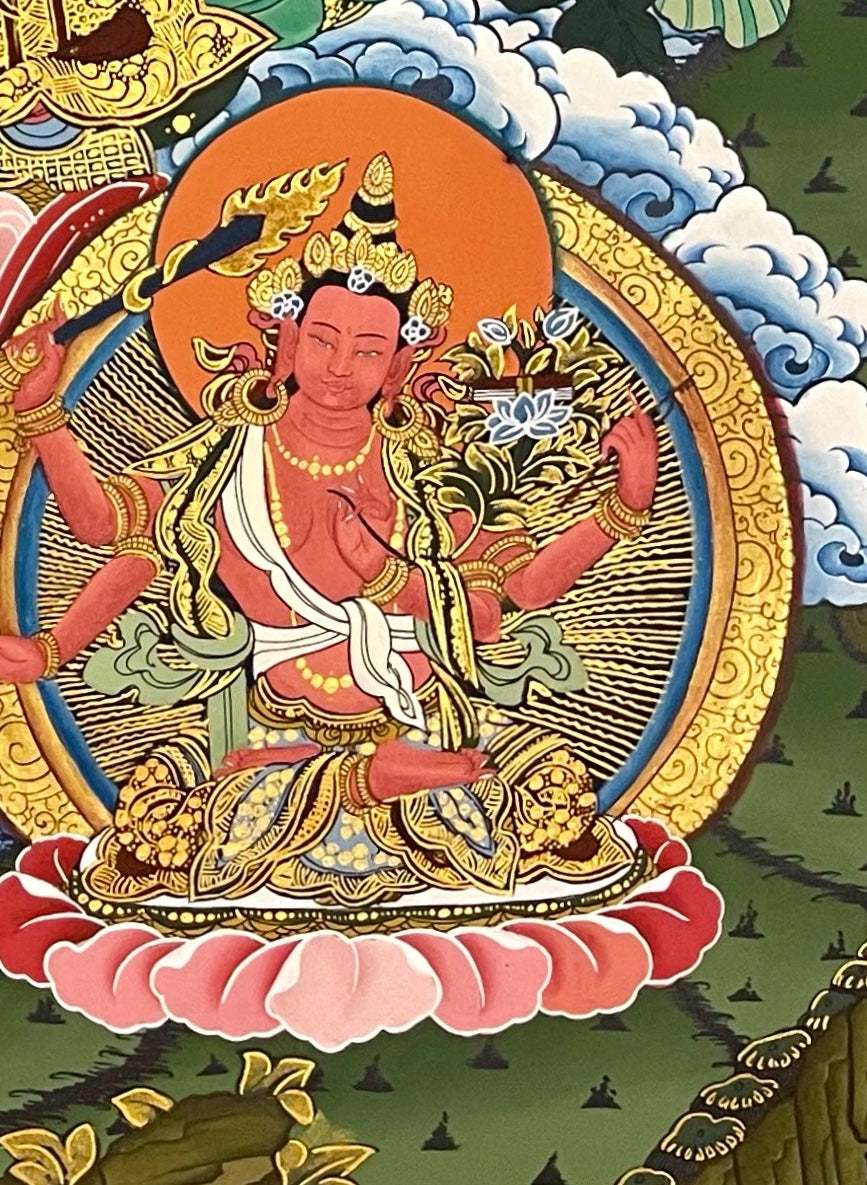 Manjushri thangka, detail: bottom-right corner