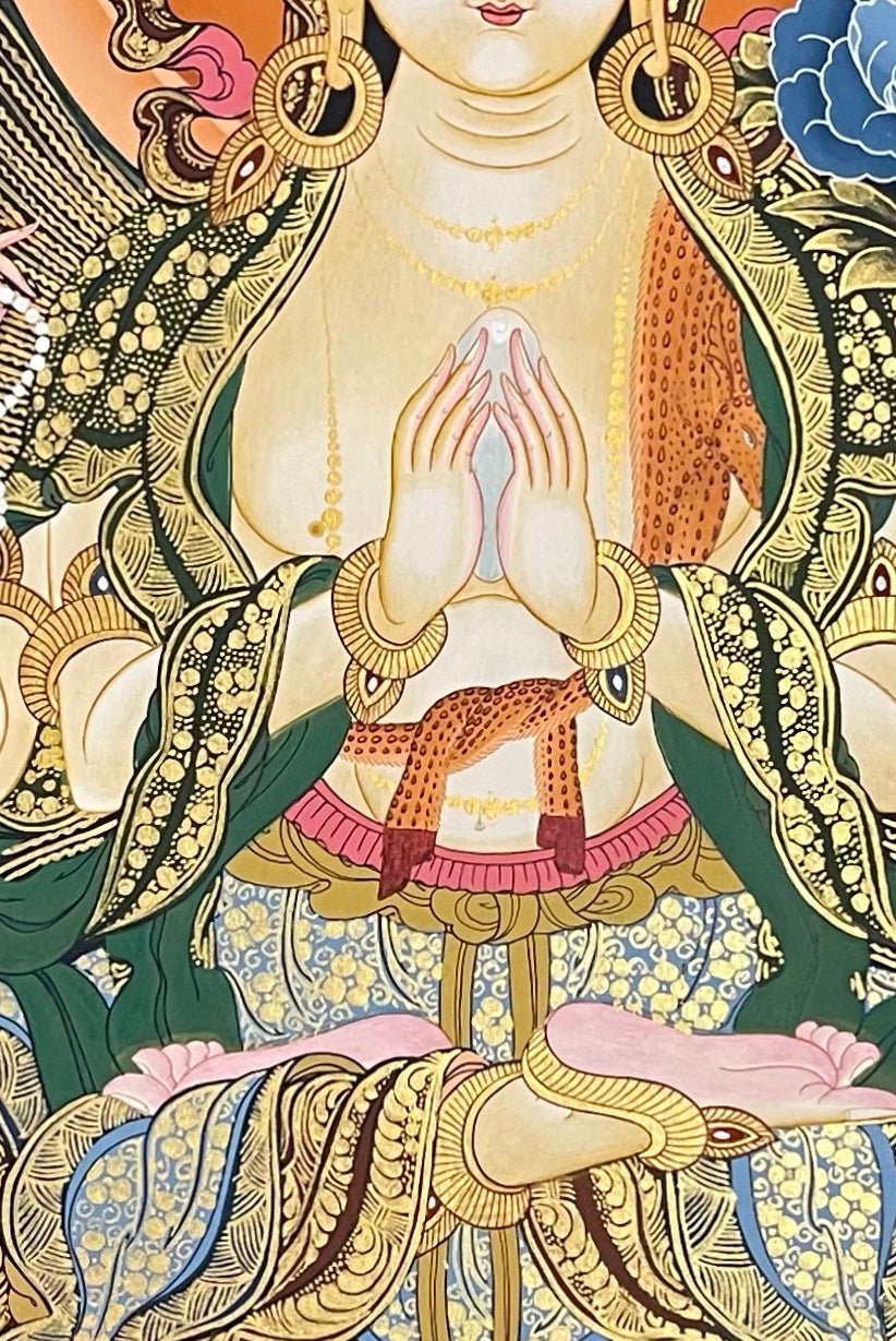 Chenrezig thangka, detail: centre