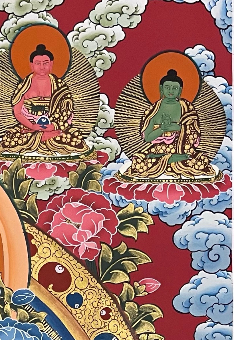 Chenrezig thangka, detail: top-right corner