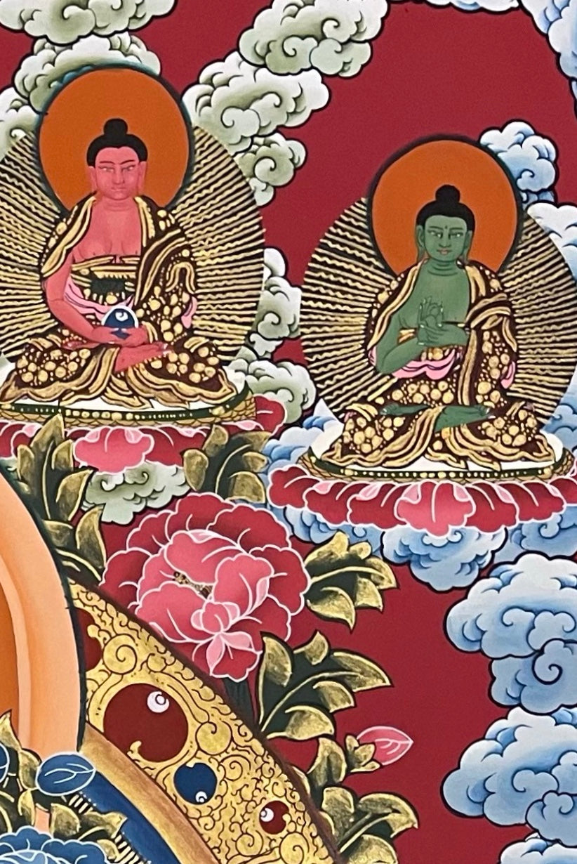 Chenrezig thangka, detail: top-right corner