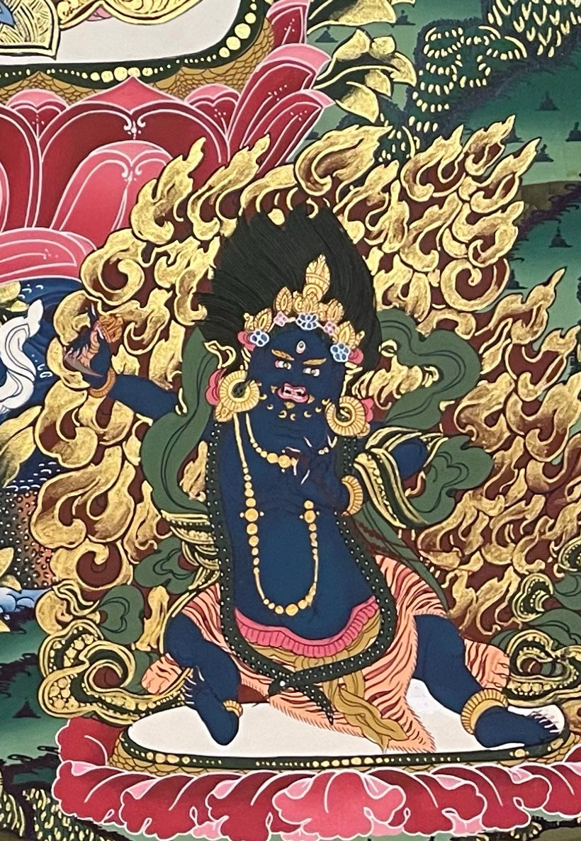 Chenrezig thangka, detail: bottom-right corner