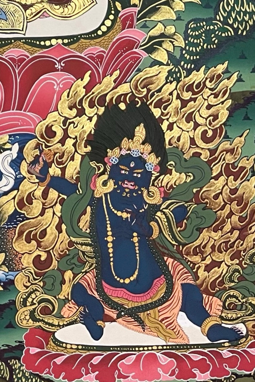 Chenrezig thangka, detail: bottom-right corner