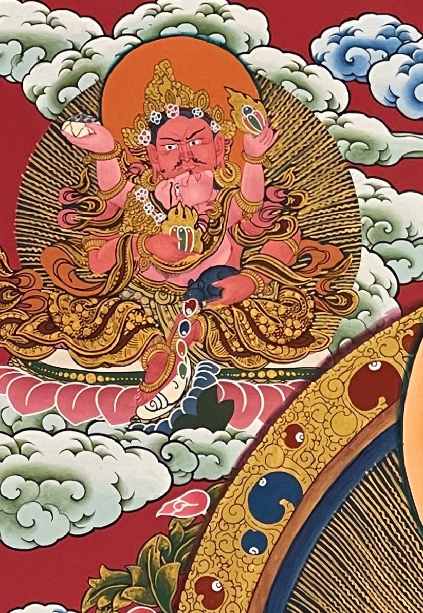 Jambhala thangka, detail: top-left corner