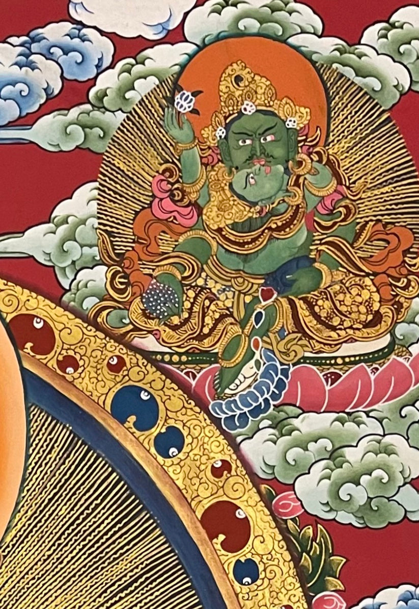 Jambhala thangka, detail: top-right corner