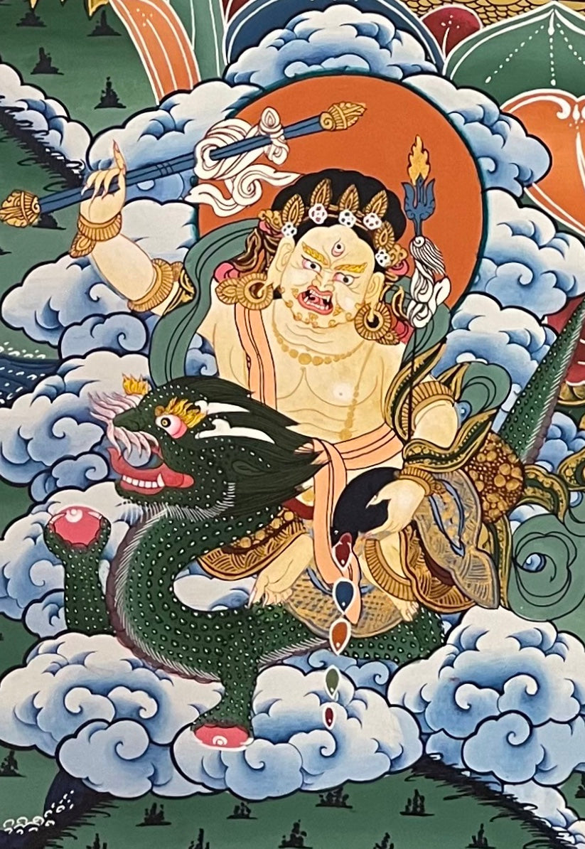 Jambhala thangka, detail: bottom-left corner