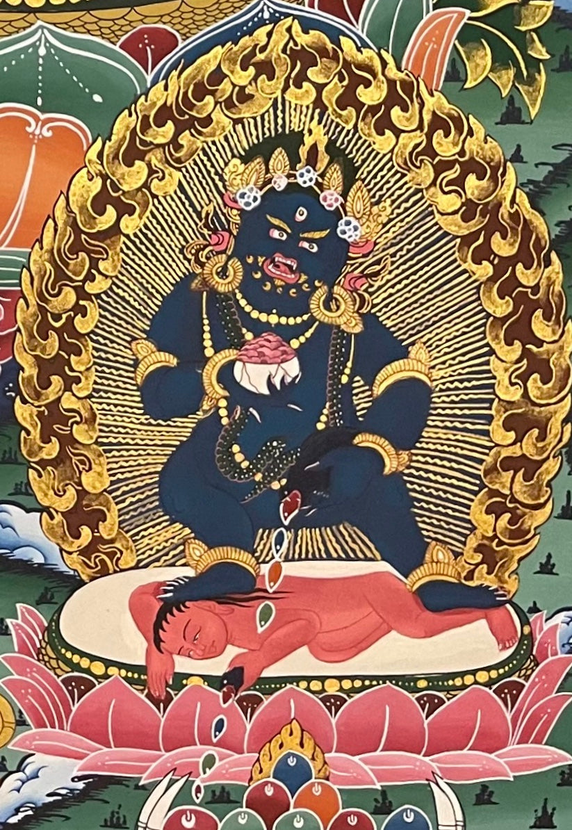 Jambhala thangka, detail: bottom-right corner