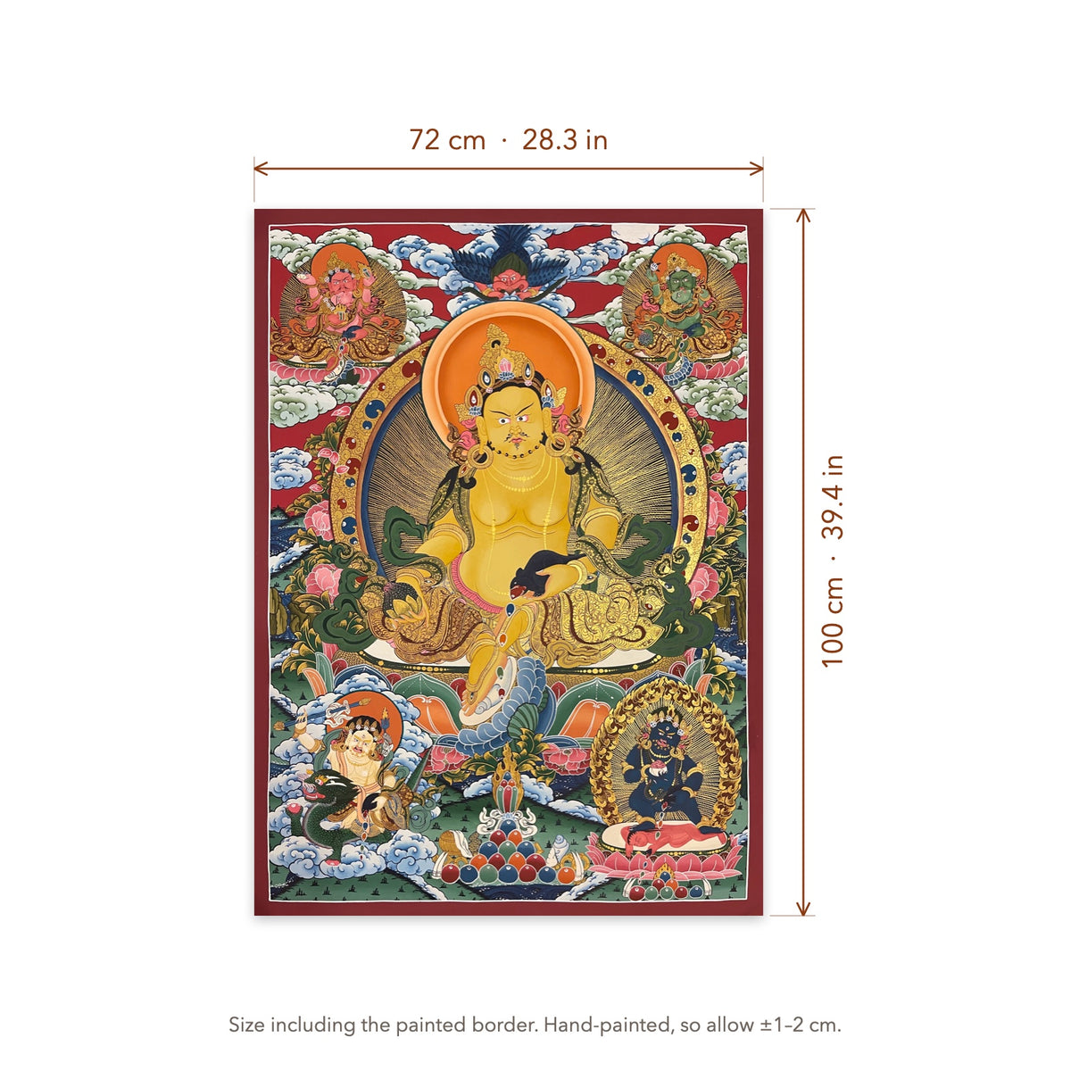 Size diagram: 72 × 100 cm (28.3 × 39.4 in), including the painted border