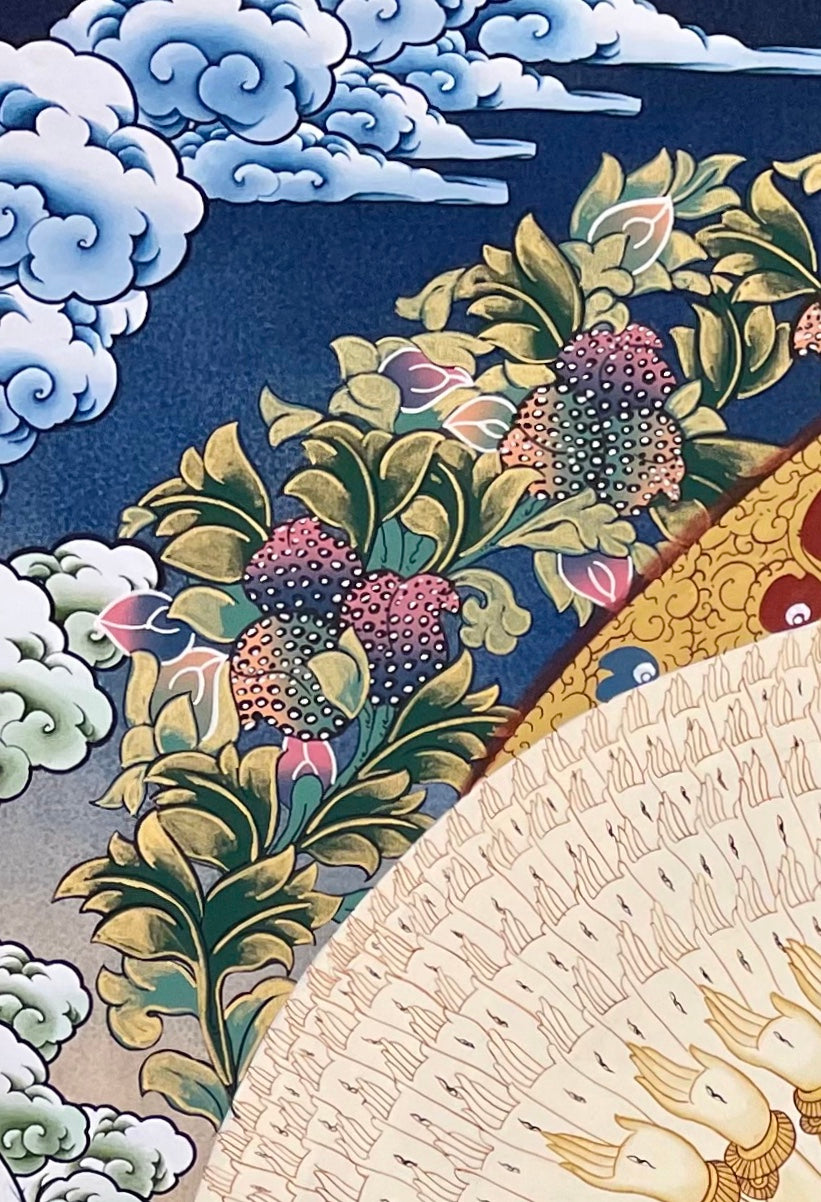 Lokeshwor thangka, detail: top-left corner