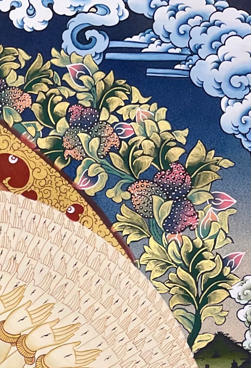 Lokeshwor thangka, detail: top-right corner
