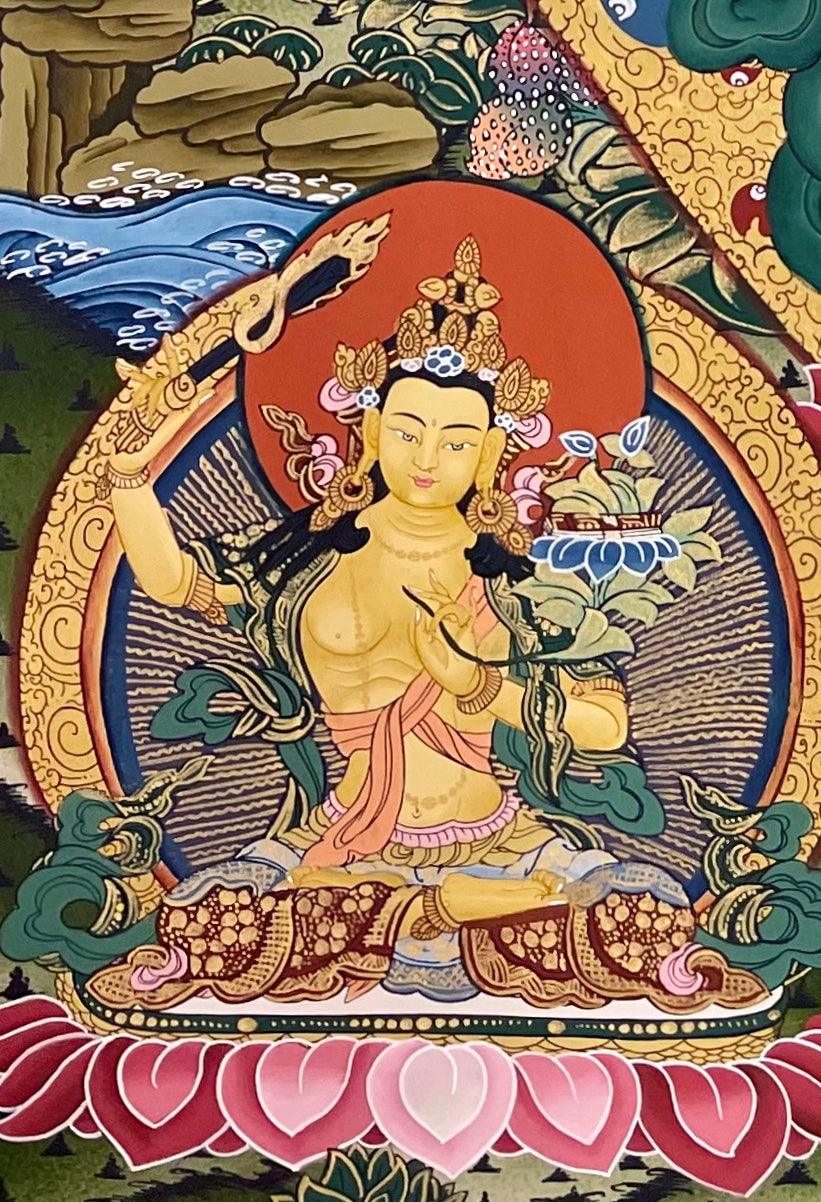 Lokeshwor thangka, detail: bottom-left corner