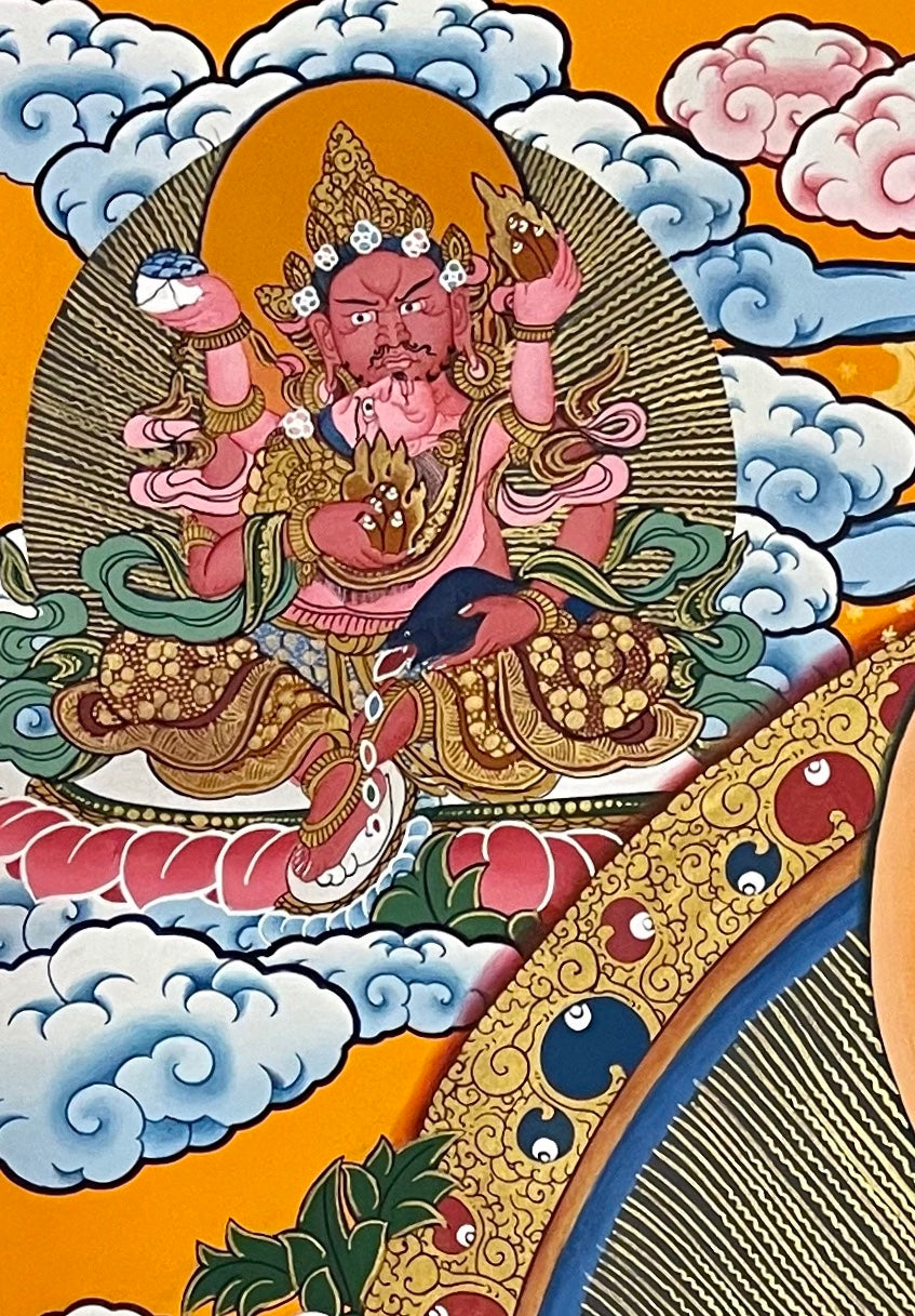 Jambhala thangka, detail: top-left corner