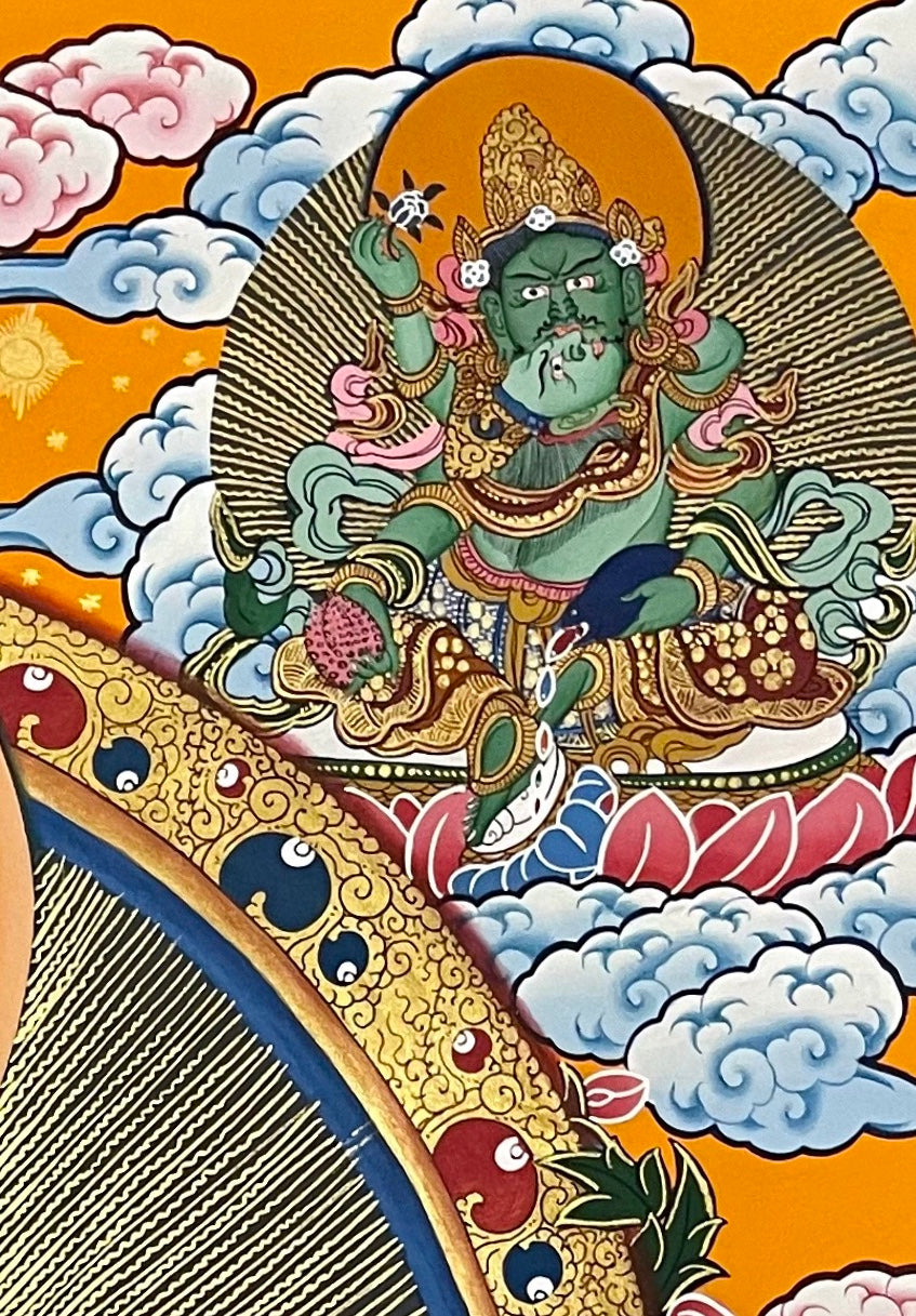 Jambhala thangka, detail: top-right corner