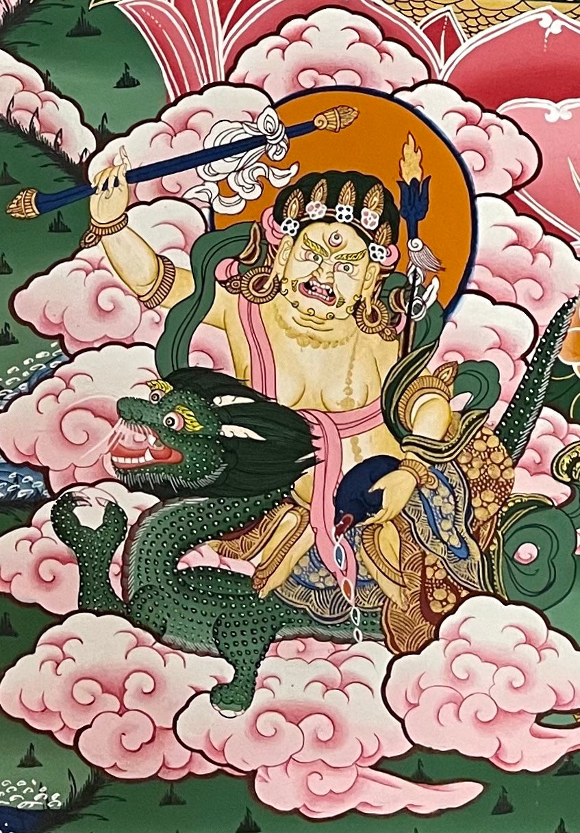 Jambhala thangka, detail: bottom-left corner