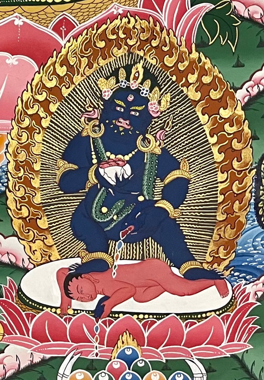 Jambhala thangka, detail: bottom-right corner