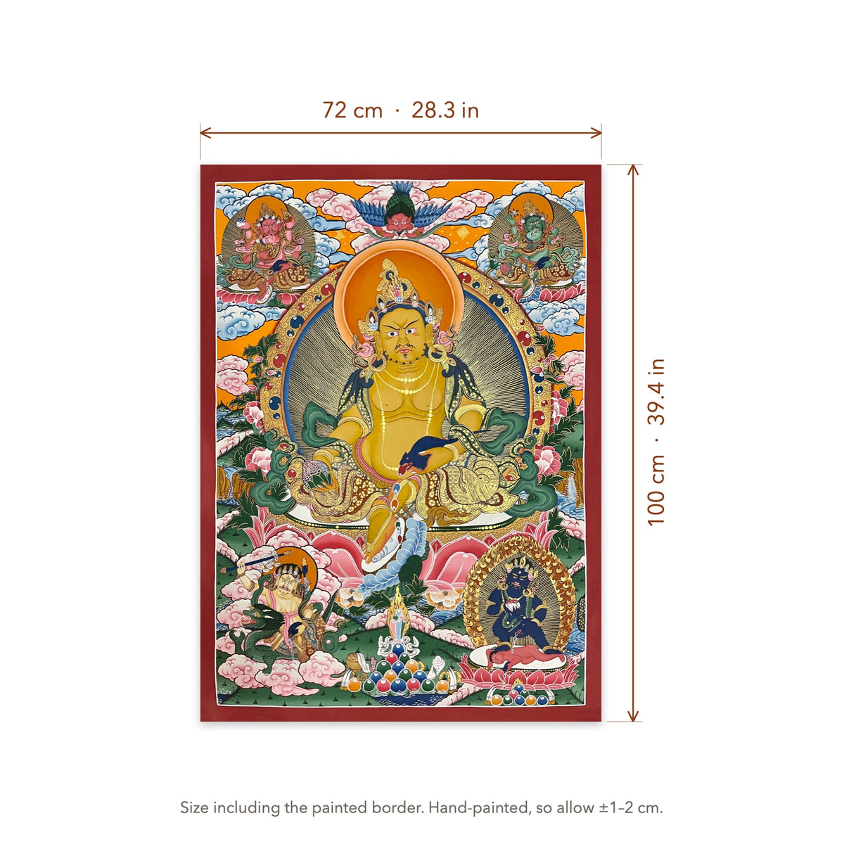 Size diagram: 72 × 100 cm (28.3 × 39.4 in), including the painted border