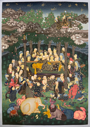 Buddha Nirvana Thangka – 64×90 cm, Fine Grade