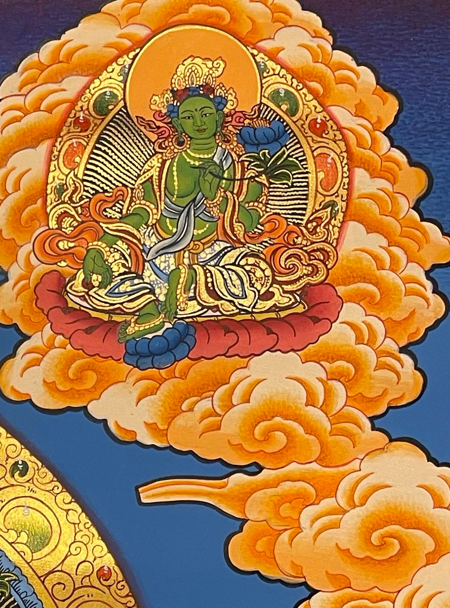 Chenrezig thangka, detail: top-right corner