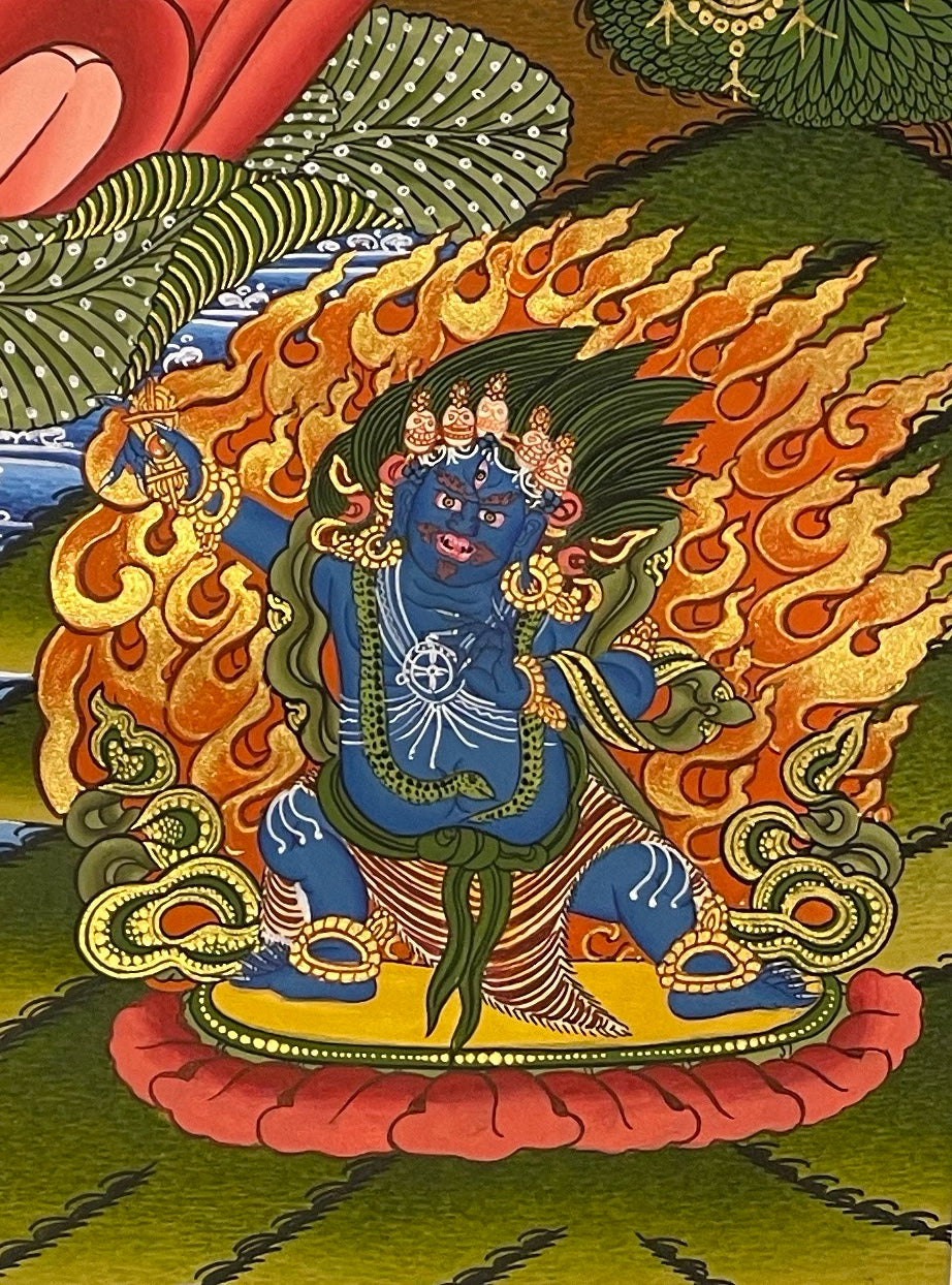 Chenrezig thangka, detail: bottom-right corner