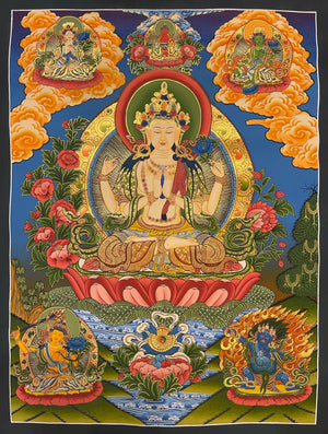 Chenrezig Thangka – 53×68 cm, Fine Grade