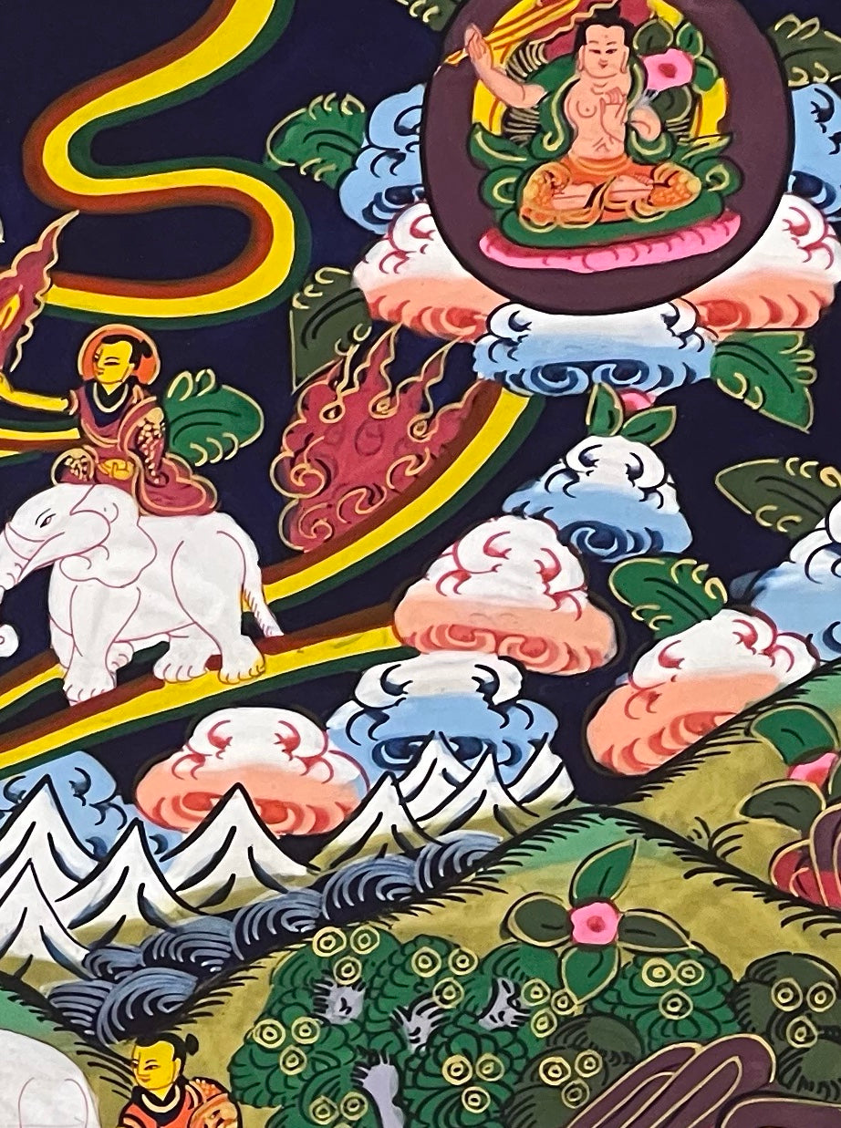 Way to Heaven thangka, detail: top-right corner