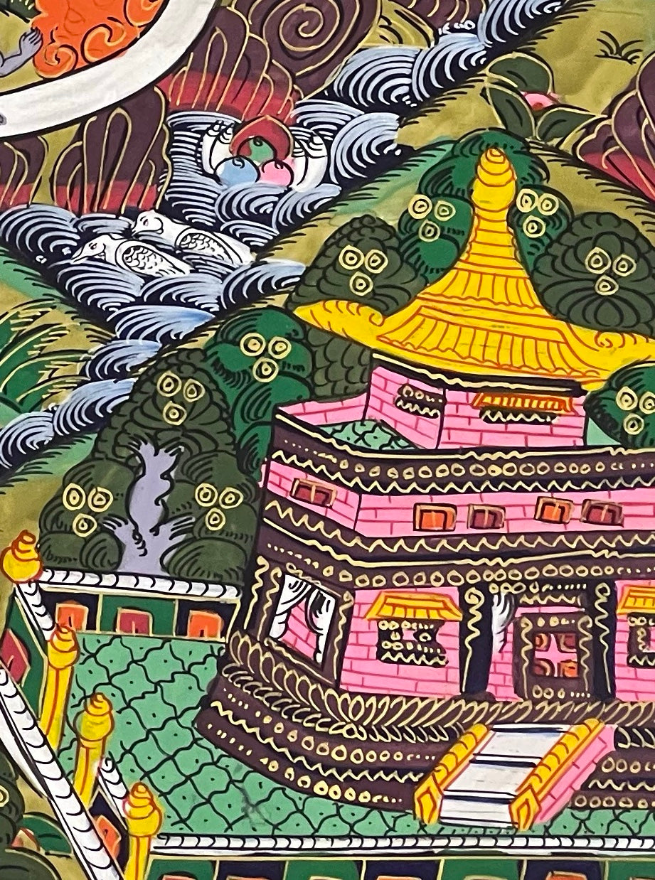 Way to Heaven thangka, detail: bottom-right corner