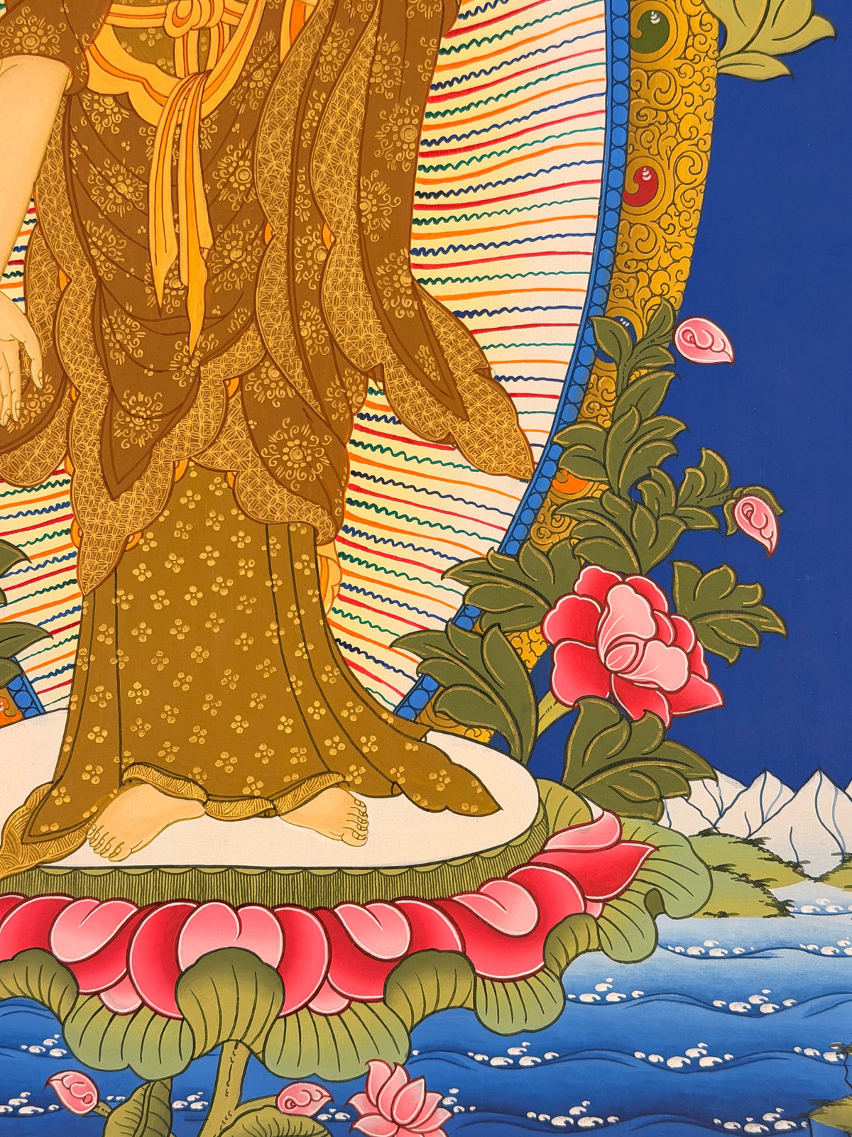 Standing Shakyamuni Buddha thangka, close-up photo 2 of 5