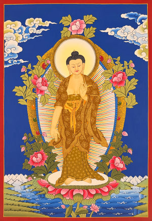 釋迦牟尼佛立像唐卡 – 50×70 cm · 精品