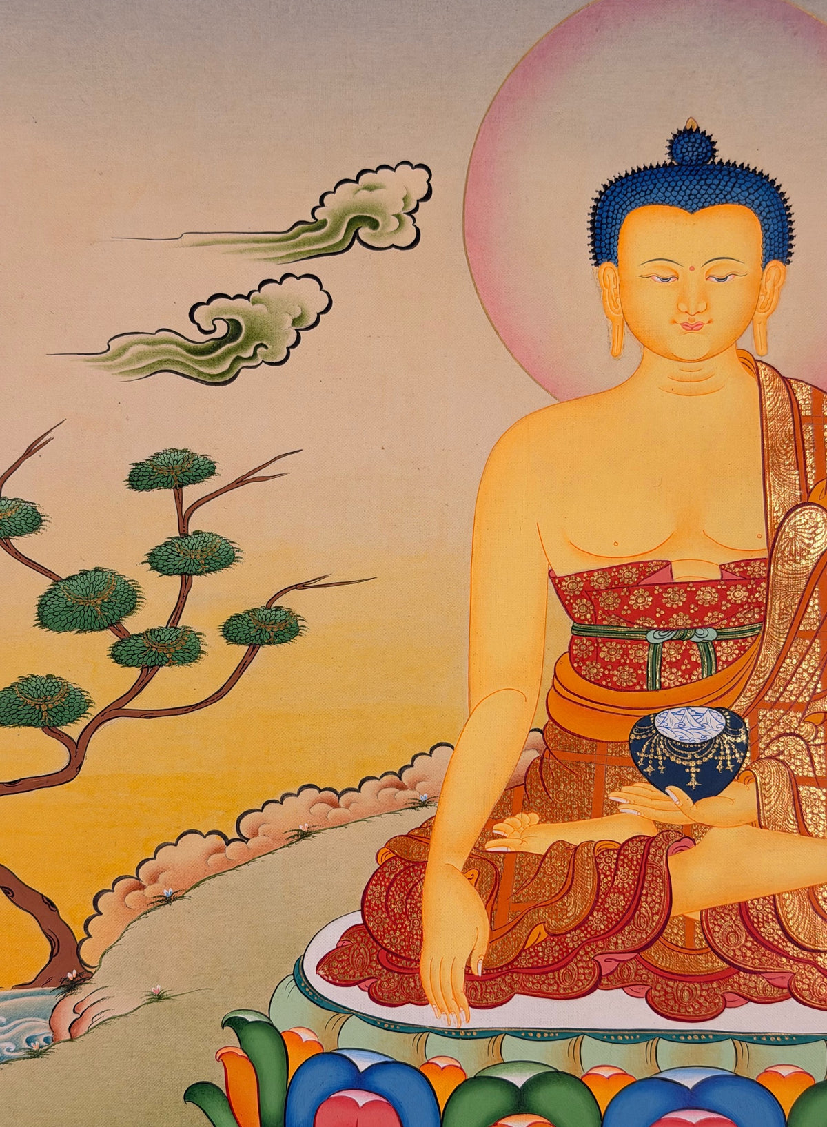Shakyamuni Buddha thangka, close-up photo 3 of 5