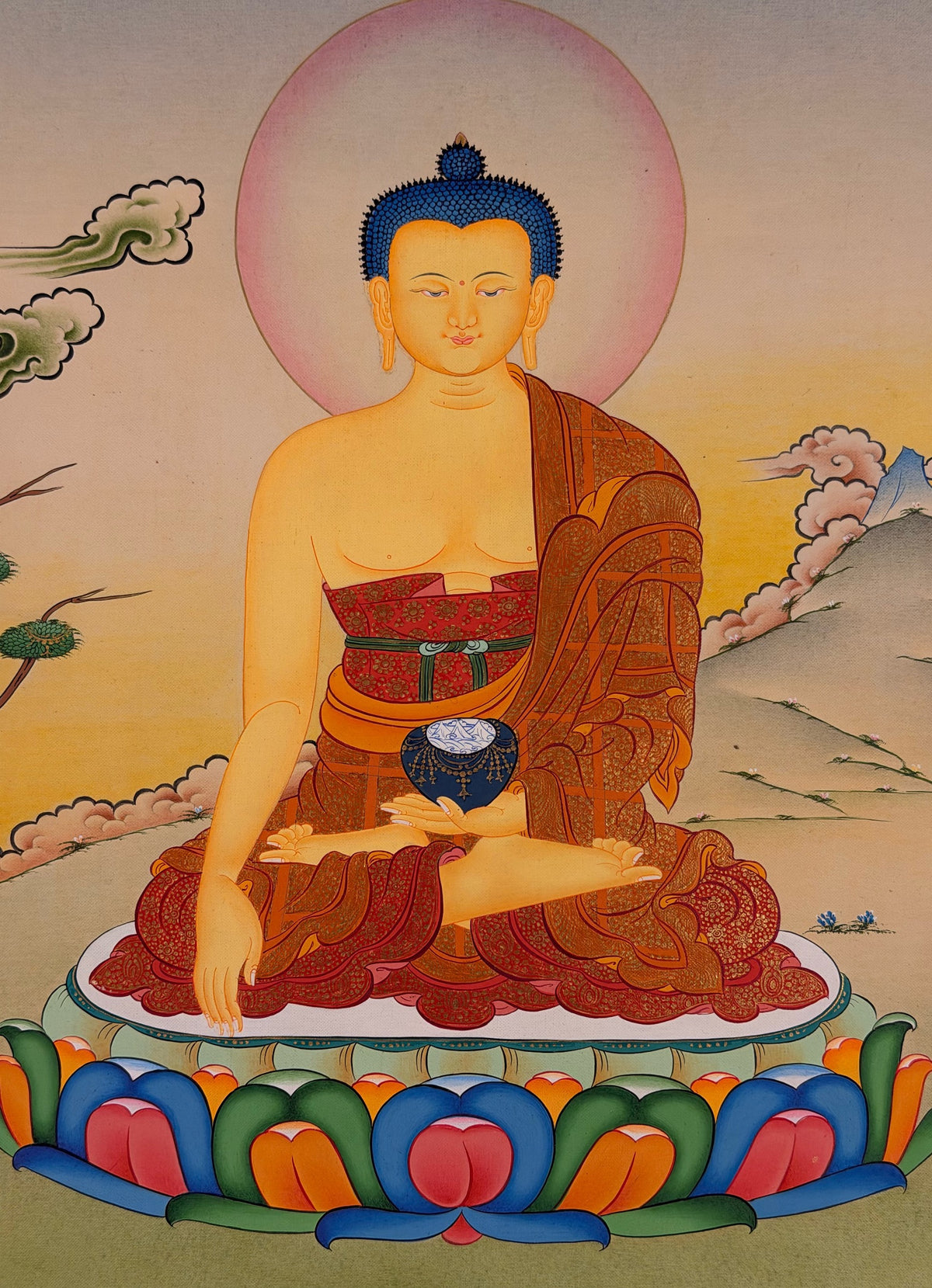 Shakyamuni Buddha thangka, close-up photo 5 of 5