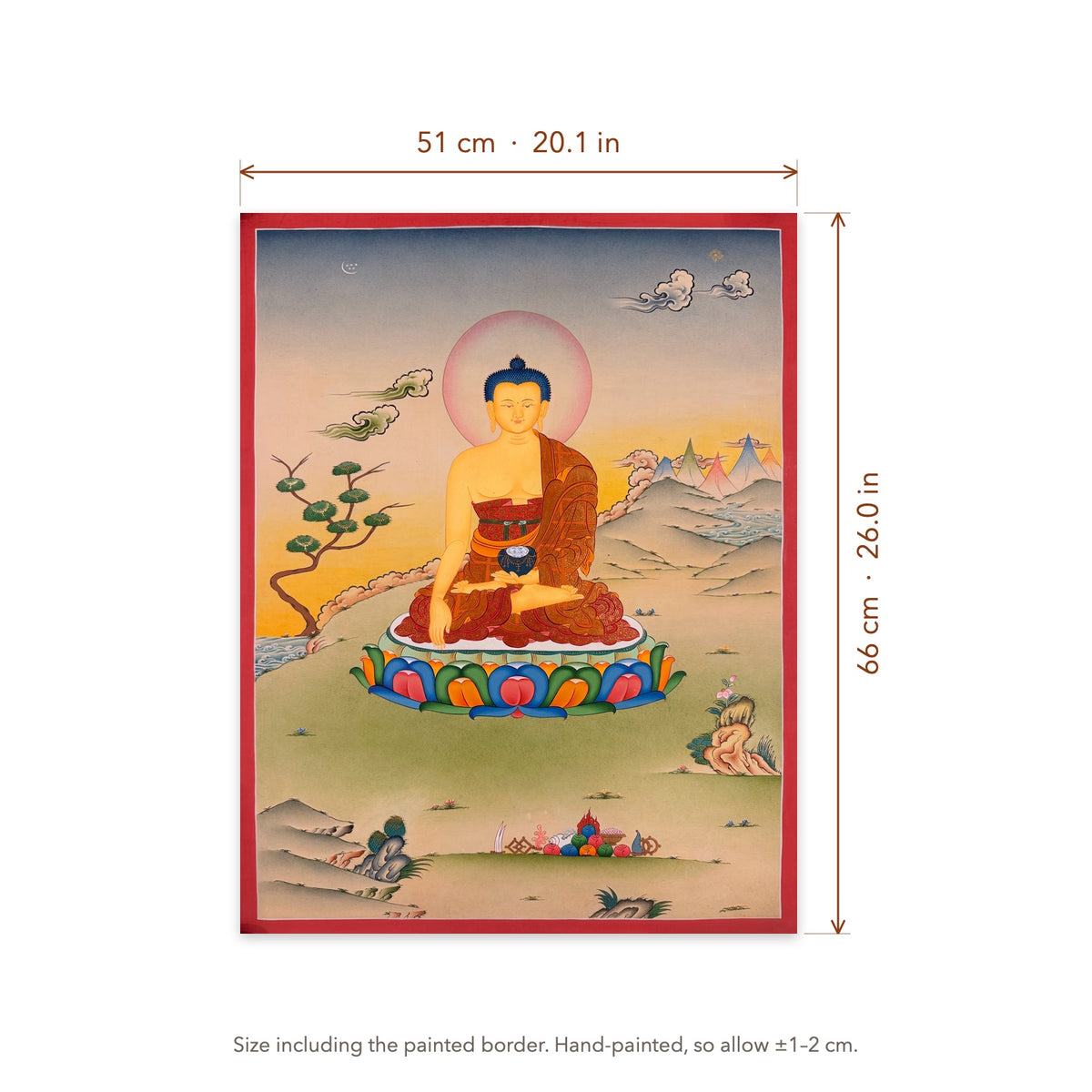 Size diagram: 51 × 66 cm (20.1 × 26.0 in), including the painted border
