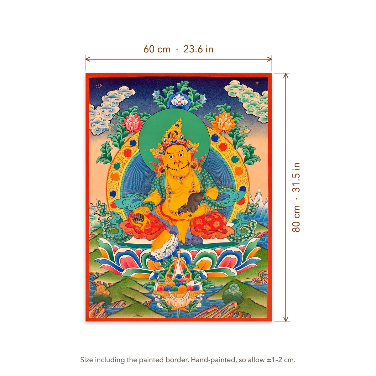 Size diagram: 60 × 80 cm (23.6 × 31.5 in), including the painted border