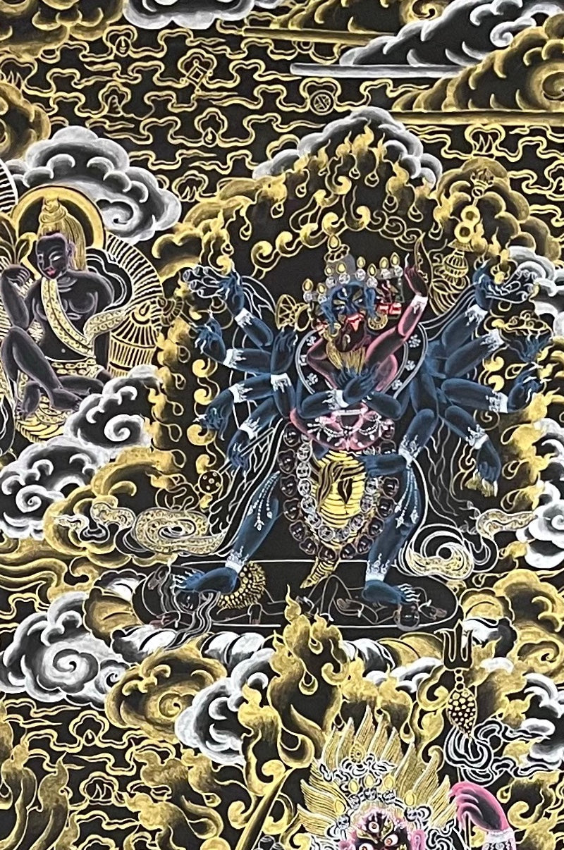 Yamantaka thangka, detail: top-right corner