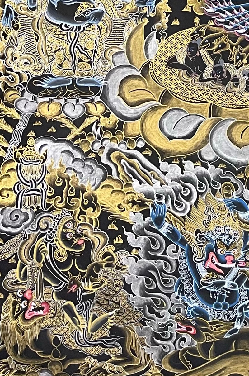 Yamantaka thangka, detail: bottom-left corner